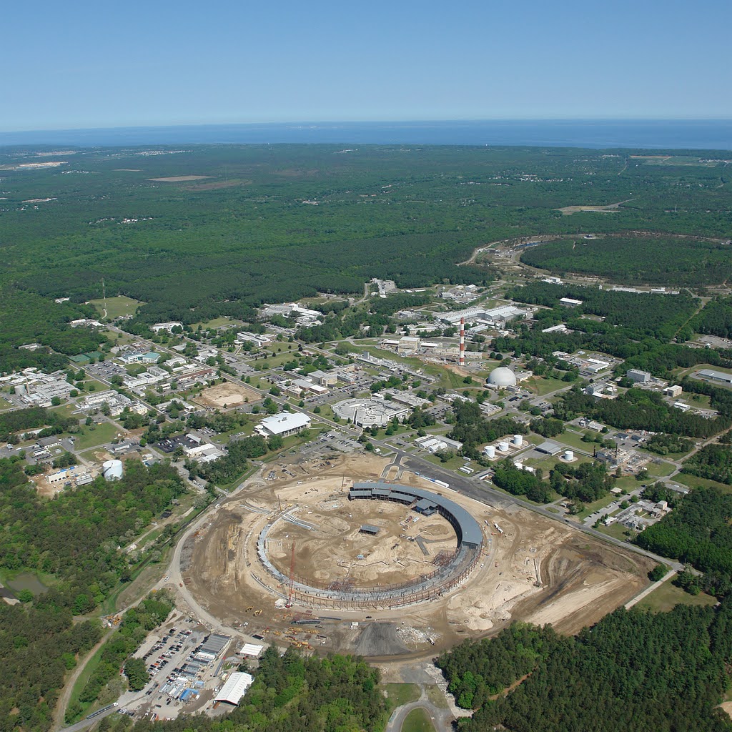 Aerial view of Brookhaven National Laboratory and construction site